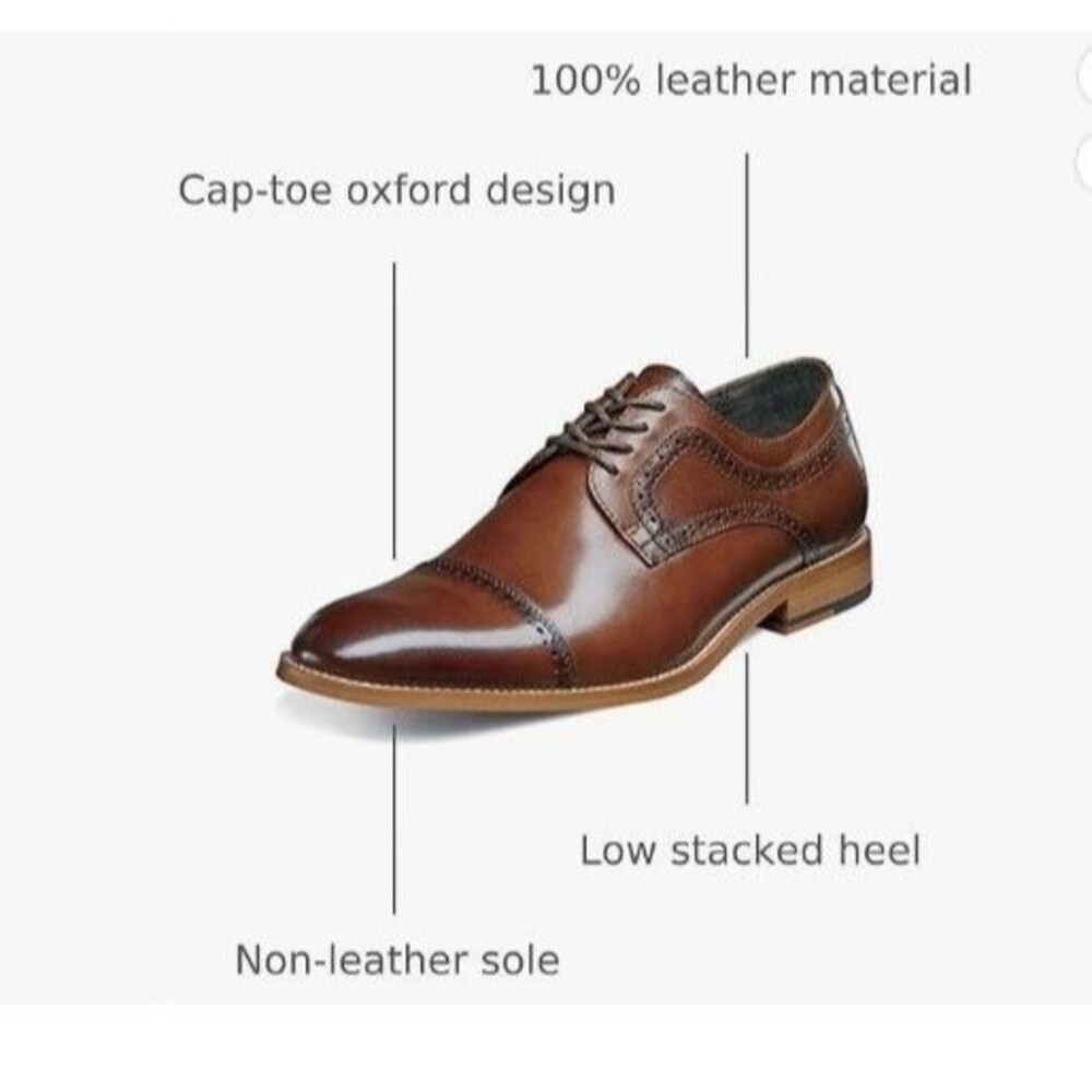 EUC Stacy Adams Men's Dickinson 25066 Cap Toe Cognac Leather Modern Oxford 6M